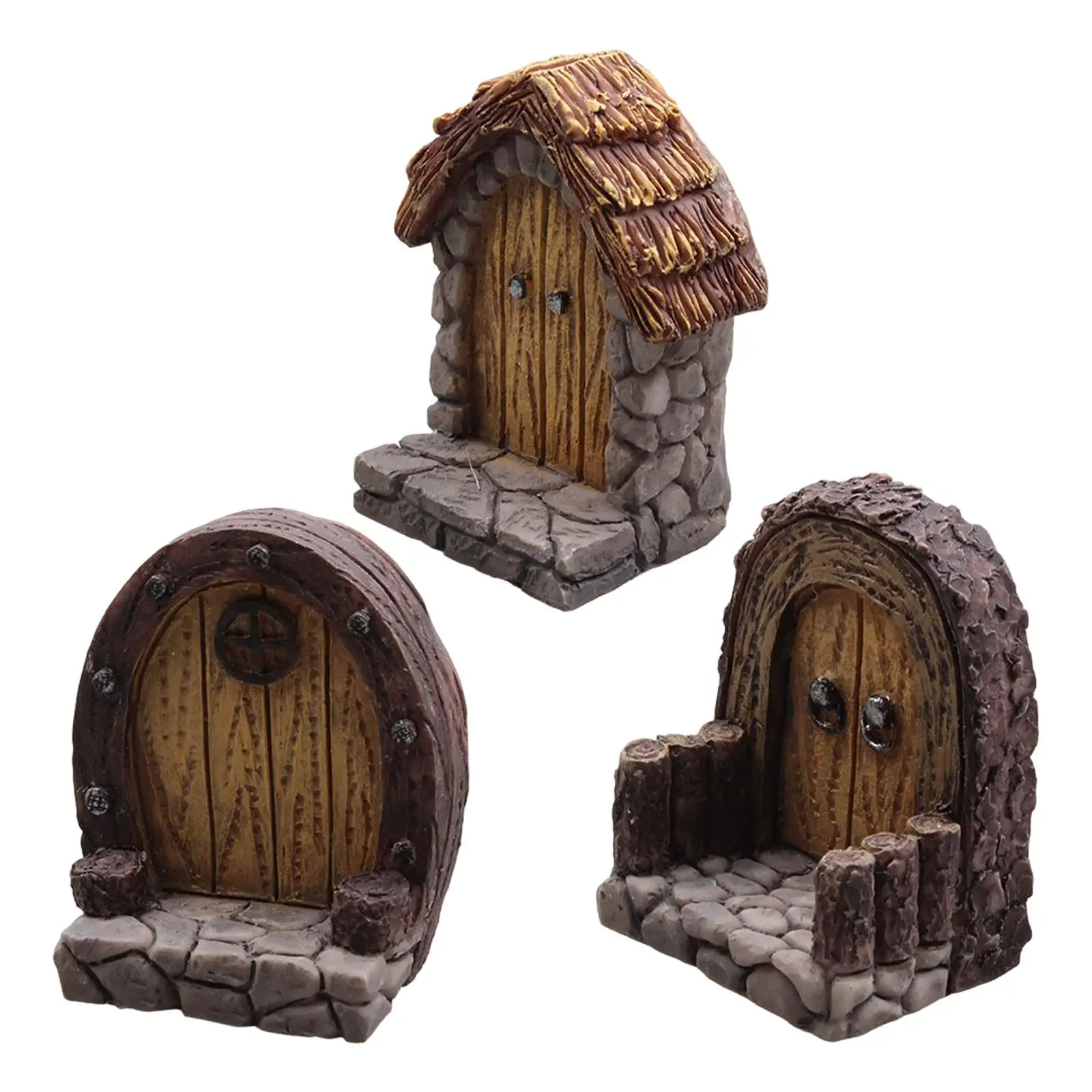 Puerta de jardín en miniatura, microadornos para césped paisajístico, arte de jardín, Mini puerta decorativa de resina, puerta de hadas para sala de estar y césped