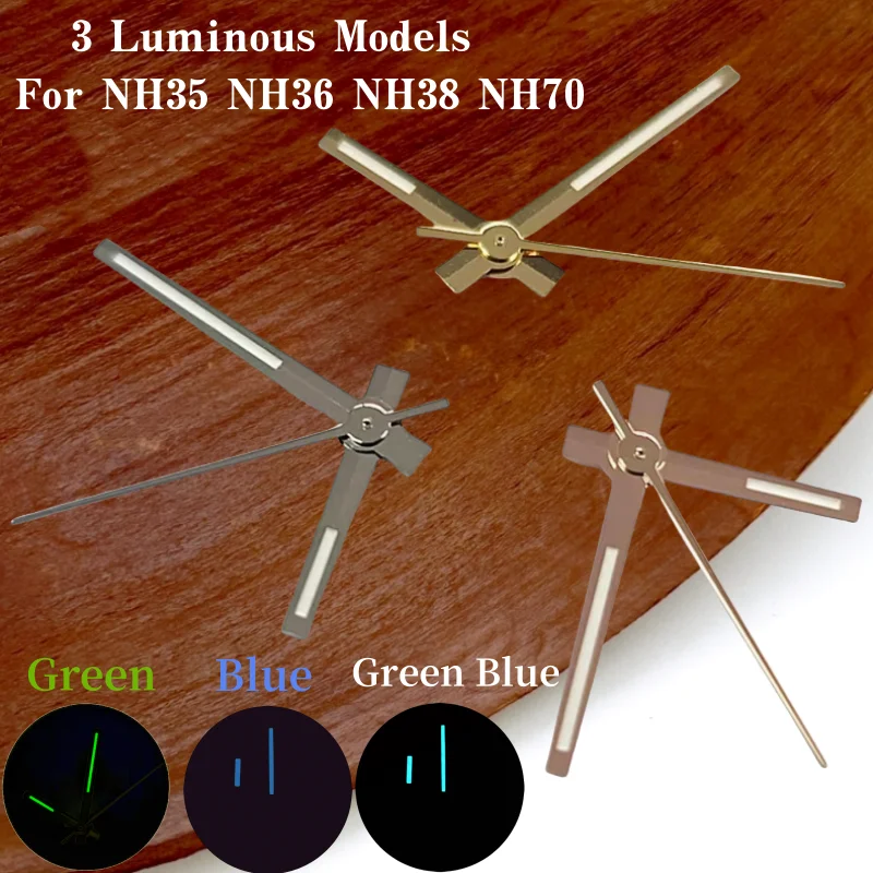 

Gold Silver Green Blue Luminous Solid Hands Seconds Watch Accessories for Seiko DateJust NH35 NH36 NH38 NH70 Automatic Movement