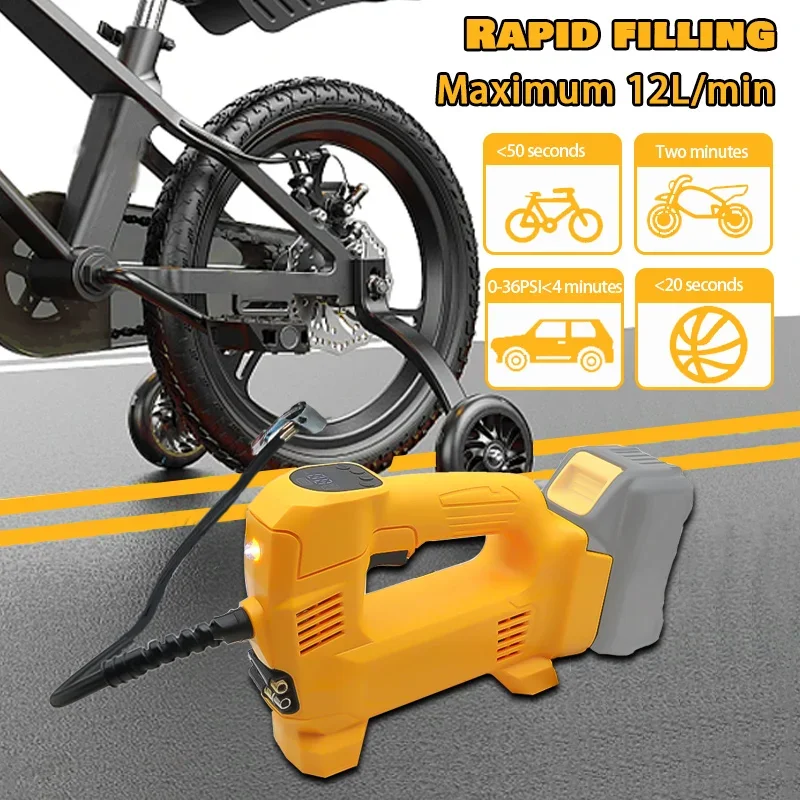 Portátil sem fio recarregável carro pneu Inflator, bomba de ar, bicicleta pneus, bolas, compressor para Dewalt, 18V, 20V bateria de lítio