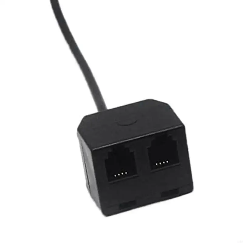 H052 Black 4P4C RJ9 Extension Cable Male to Dual Female Converter Adapter Extender