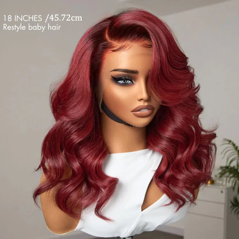 

99J Burgundy Body Wave Glueless Wig Human Hair Pre Plucked Pre Cut Glueless Lace Front Wig Ready to Wear 13x4 Body Wave WIG