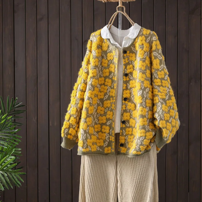 

Парижское пшеничное поле, Новое поступление, элитный вязаный розовый разноцветный кардиган с 0, стежками и цветочным узором, открытый женский свитер