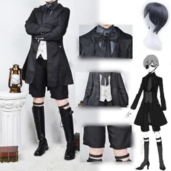 Black Butler Ciel Phantomhive Cosplay Costume Japanese Anime Halloween Party Devil Uniform for Young Master Wig Eye Mask