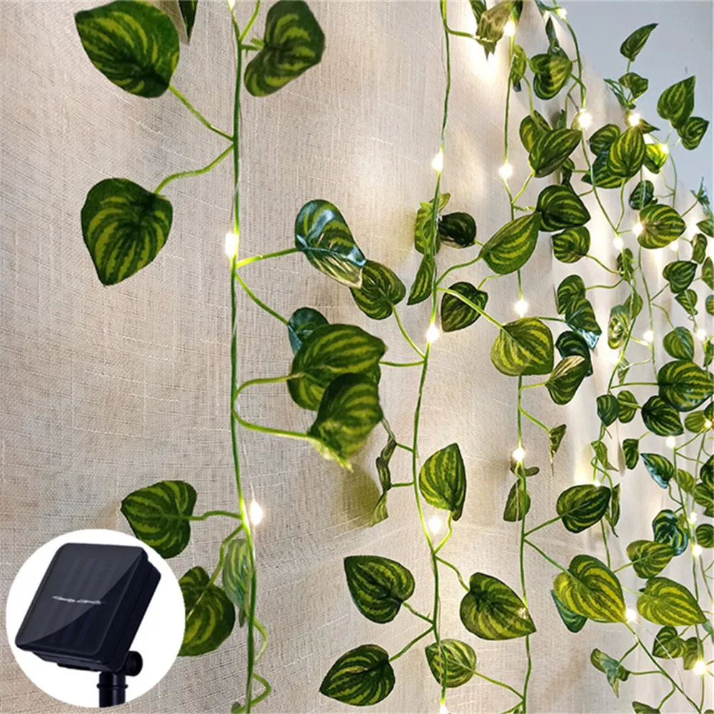 2/5/10M Solar Sunflower Light String Outdoor Fairy Lamp 8 Mode Artificial Plant Leaf for Wedding Camping Garden Fence Decoration view 6