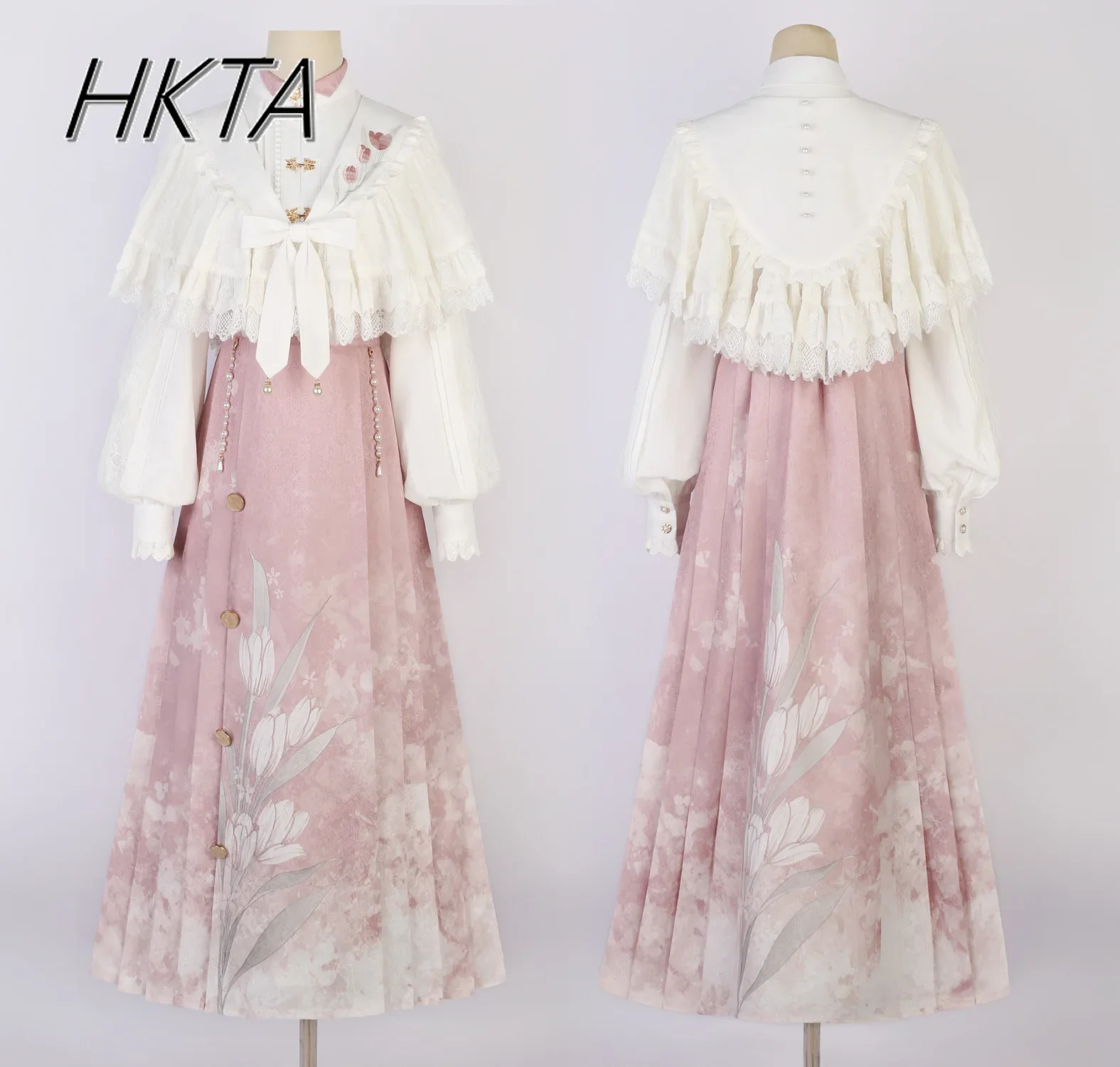 Lolita Original Sweet Flower Hanfu National Style Element New Chinese Horse Skirt Set Autumn Winter New Long-sleeved Shirt Shawl