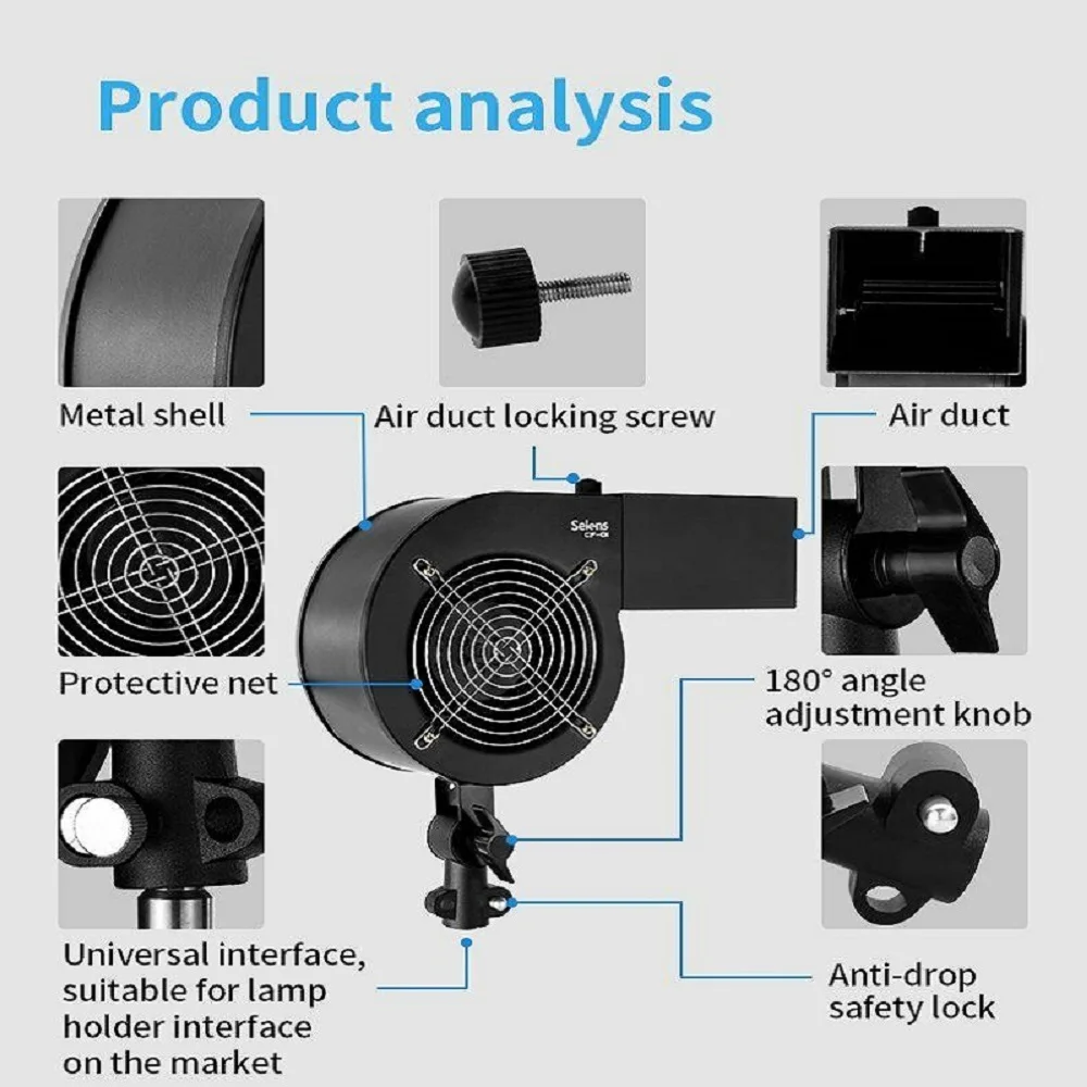 Selens 2024 Newest Photography Fan Blower photo studio kits ​120W Stage Special Effect Blowing Machine Photography Accessories
