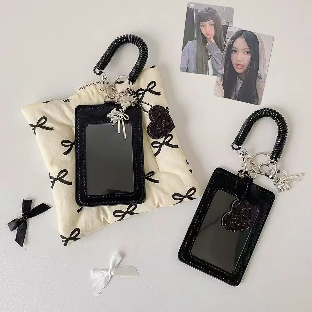 Cat Black PU Card Holder Student ID Card Storage Protective Sleeve for Collectors Polaroid Photo Display Hanger image 2