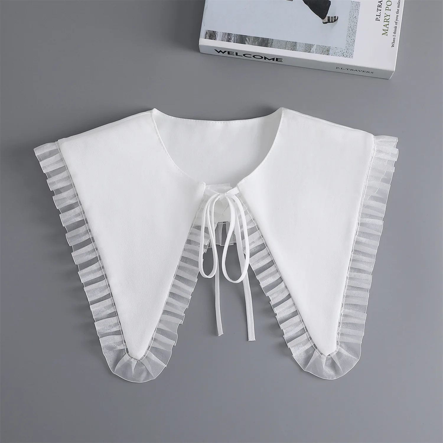 

Detachable collars Women Sweet Lace Decorative Double layer Breathable Big Point Doll Age reducing Clothing All match Shawl