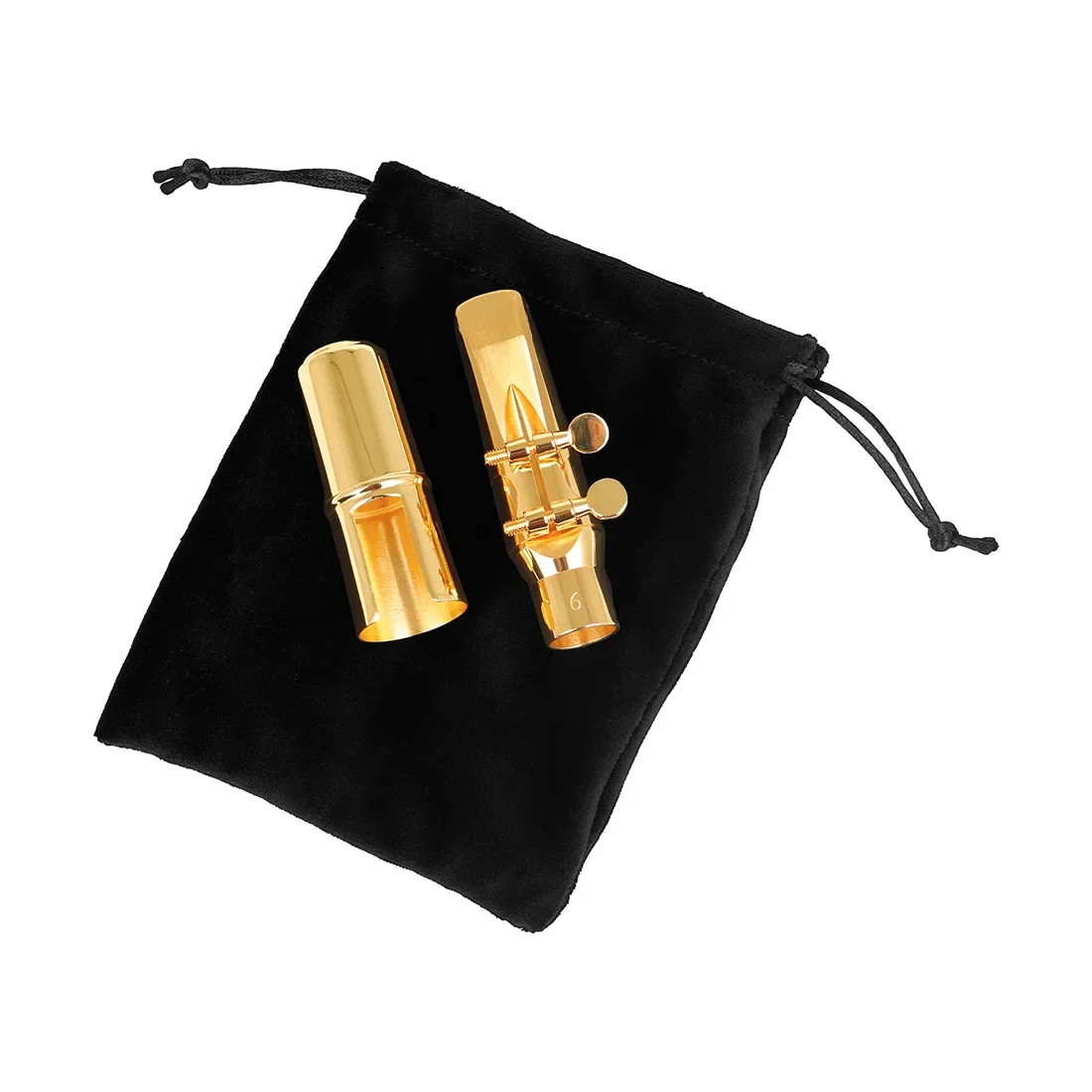 High-end alto saxophone C-6 glossy gold metal flute head + hat + clip, saxophone metal flute head