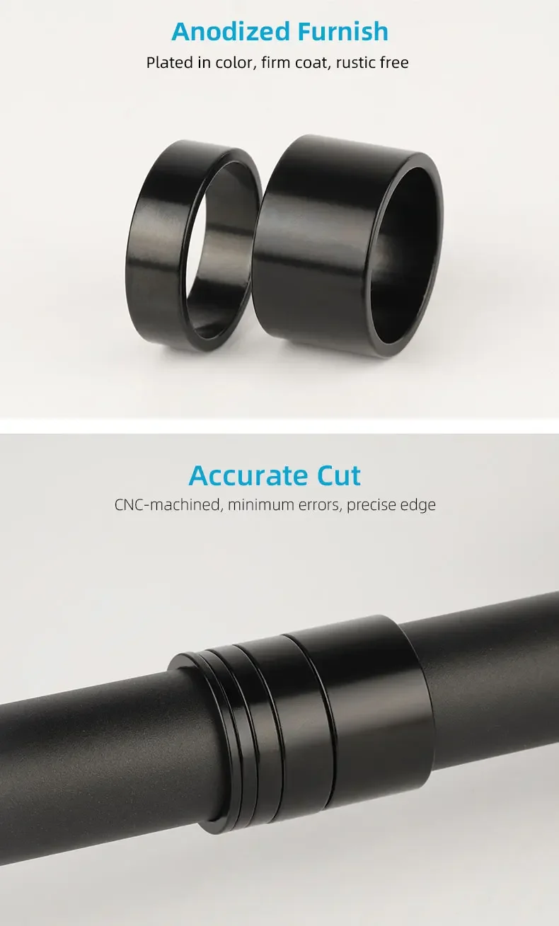 Set Distanziatori Per Manubrio Bicicletta 1 1/8" - 11 Pezzi In Alluminio (2/3/5/10mm) Con Tappo Sterzo E Artiglio Ahead - Per Mountain Bike, Bici Da Strada, BMX