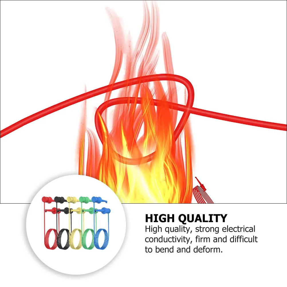 

5Pcs Test Leads Cables with Ic Test Hooks High Conductivity Copper Clips for Electronics DIY Circuit Board Repair