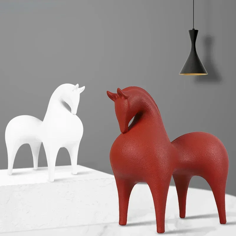 New Chinese modern horse art abstract resin ornaments Home accessories porch living room luxury wine cabinet decoration