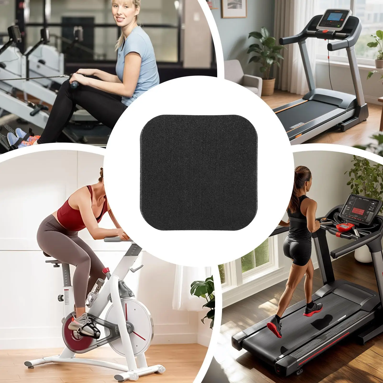 

6-Piece Shock Absorbing Noise Reduction Bike Trainer Mat Treadmill Pads For Floor Rowing Machine Pad For Home Office Apartment