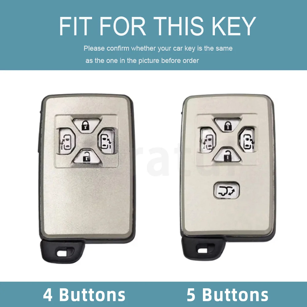4 5 Buttons Smart Remote Keyless Shell Fob For Toyota Alphard Vellfire Previa Estima Isis Noah Voxy Car Key Case Cover Protector