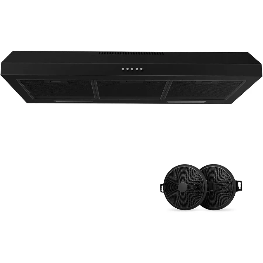 

Модернизированная вытяжка CFM 600, 36 дюймов, черная вытяжка под шкафом для воздуховодов/безопроводной трансформируемой кухонной плиты из нержавеющей стали