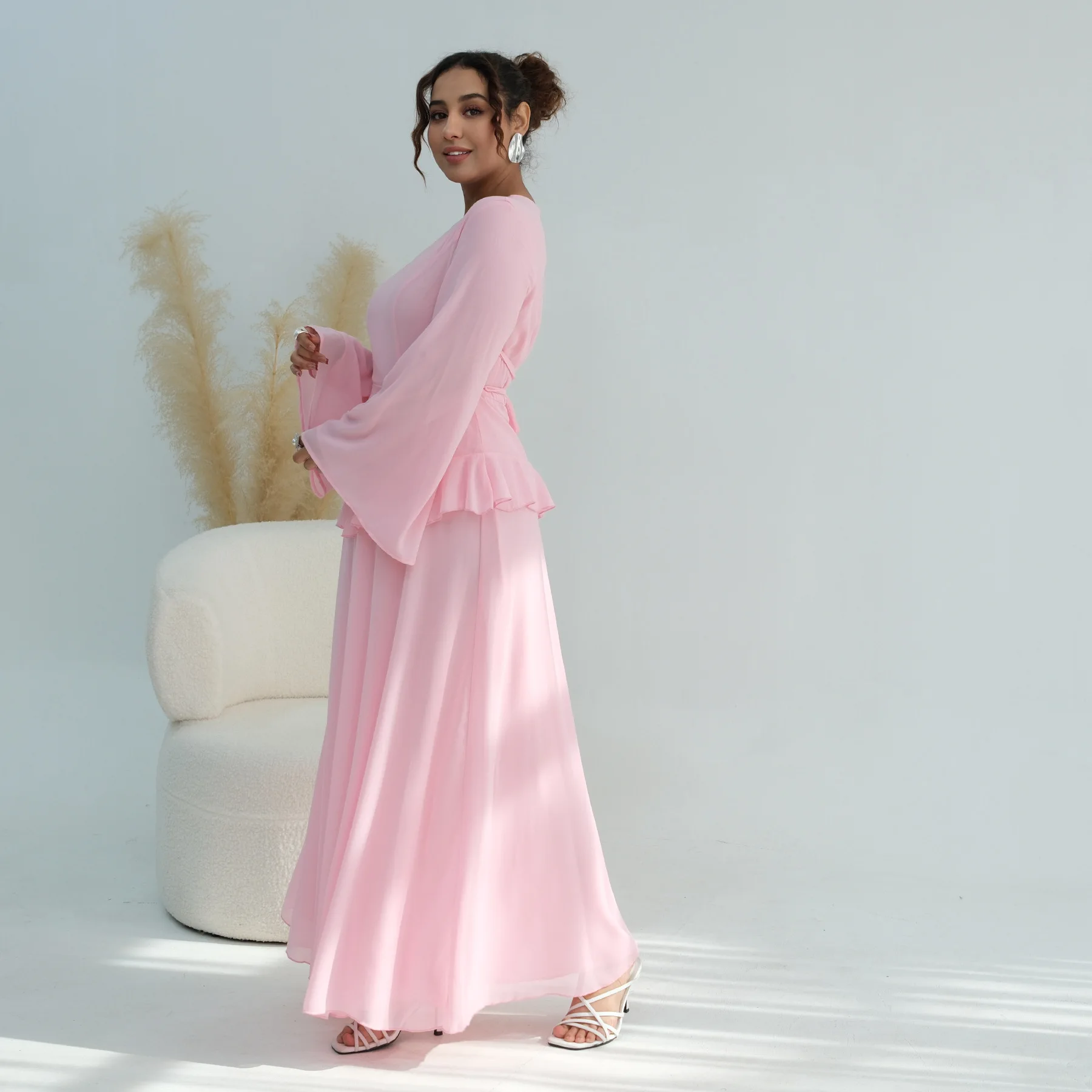 

Elegant Dubai Abaya Turkey Kaftan Women Muslim Chiffon Long Party Dress Eid Djellaba Ramadan Islam Clothing Caftan Femme Robe