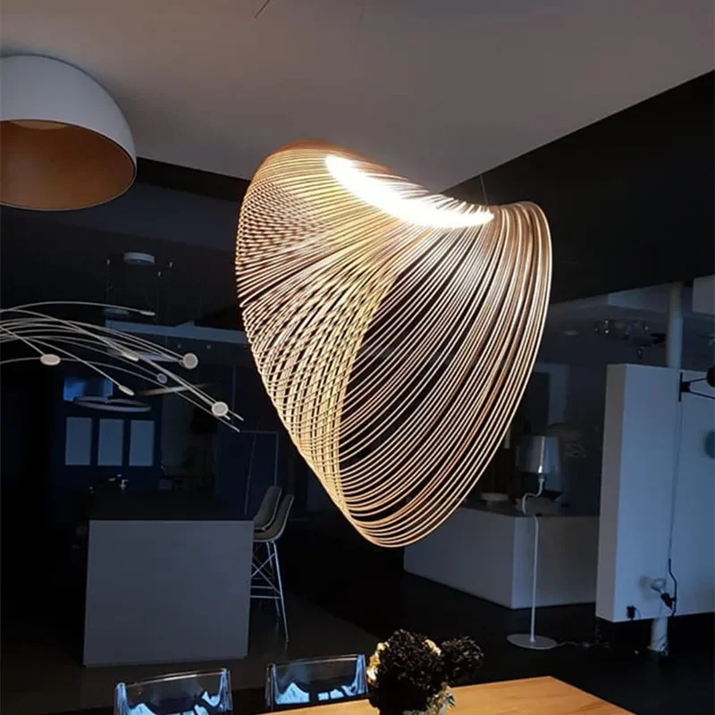 Plafonnier LED Suspendu en Bois au Design Nordique, Luminaire Décoratif d'Nik, Idéal pour un Salon, une Salle à Manger ou une Cuisine