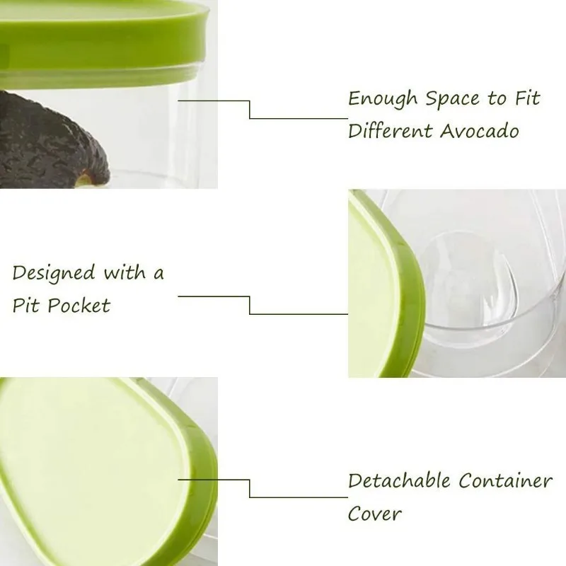 1pc Avocado Food Storage Box Space Saving Avocado Saver Plastic Fruit Container for Kitchen Crisper Vegetable Organizer