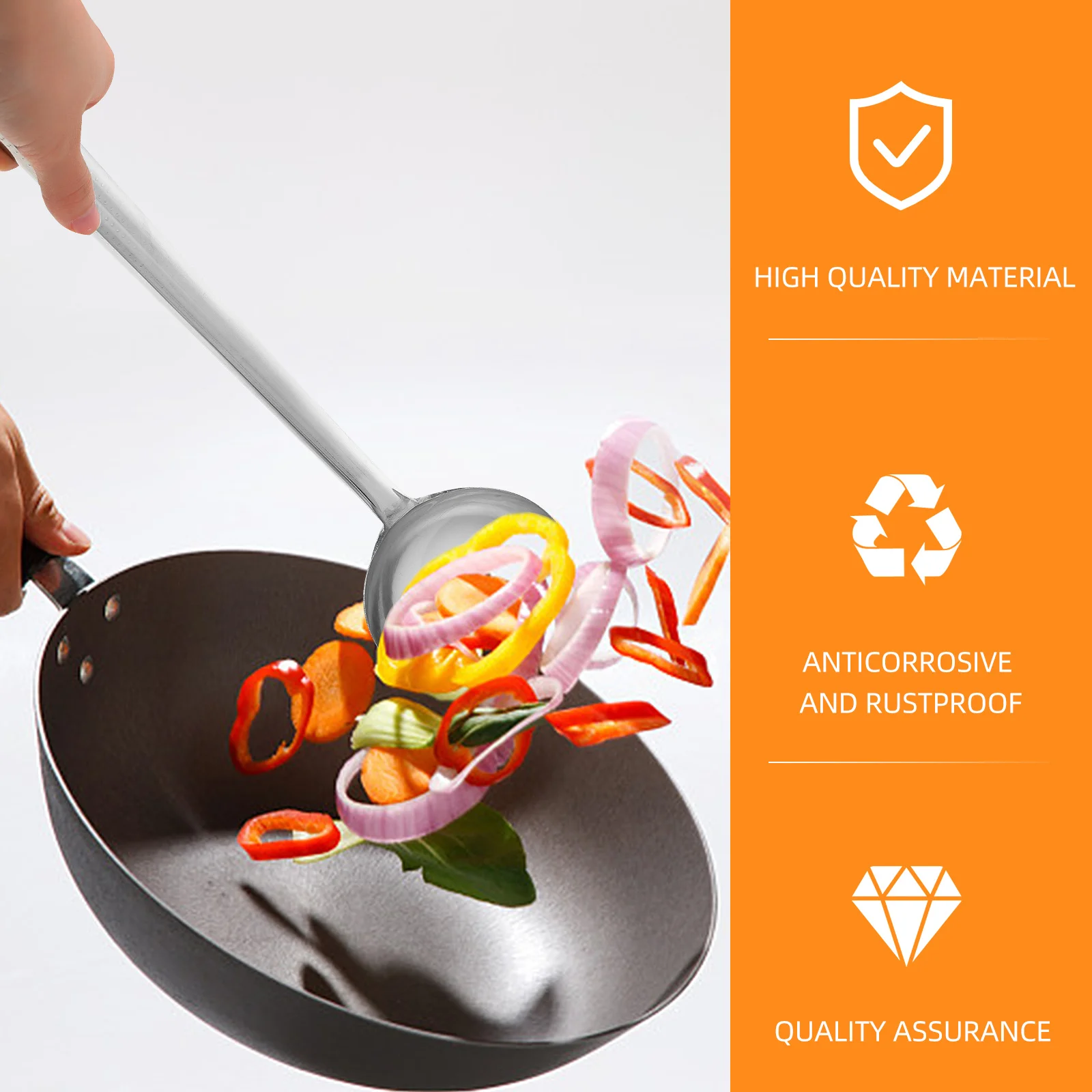 

1Pcs Stainless Steel Hot Pot Ladle Long Handle Rustproof Soup Scoop Kitchen Spoon Practical Cooking Tool