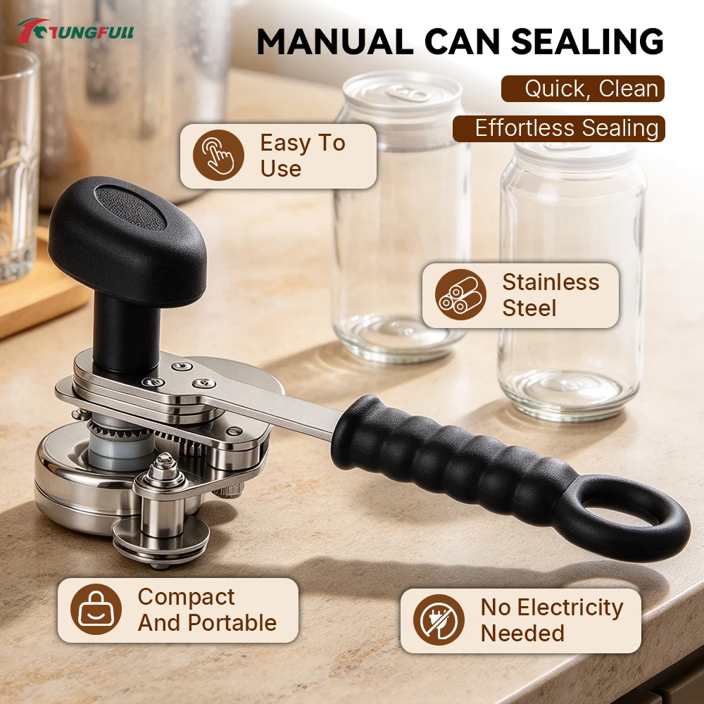 Manual Can Sealer 55MM Aluminum Cans Bottle Sealing Machine Portable Tin Can Crimping Tool For Home Commercial Use