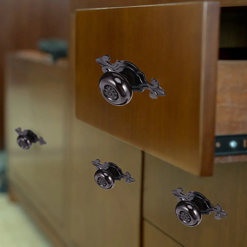 

4 шт. керамические и цинковые ручки для ящиков, прочные черные ручки для шкафов, гладкие мебельные ручки для комодов, ящиков и межкомнатных дверей