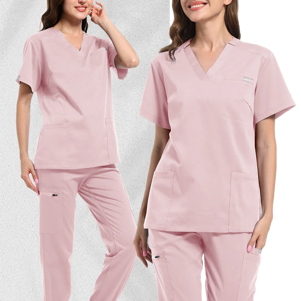 Hoge kwaliteit scrubpakken groothandel operatiekamer medische uniform set verpleegstersset met korte mouwen accessoires tops broek scrubs pak