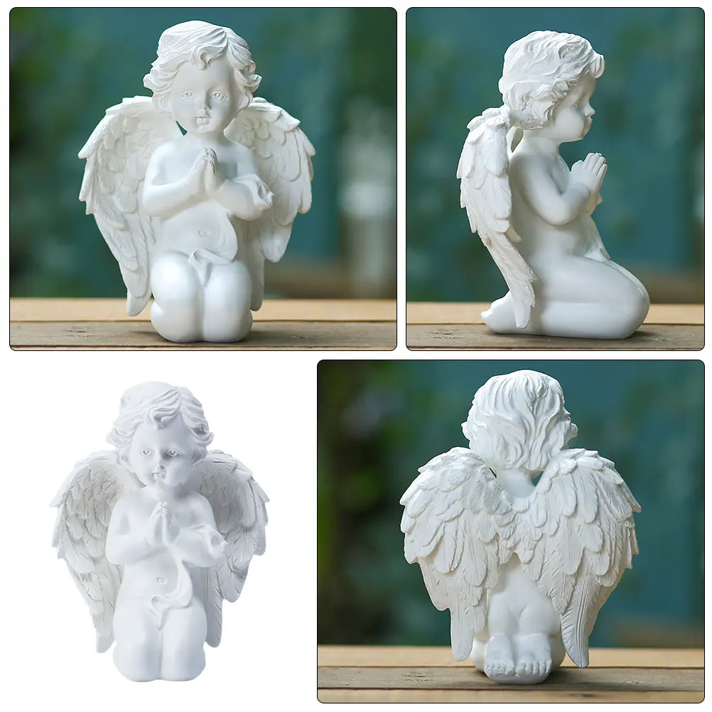 

1Pcs Resin Angel Decor European Style Home Decoration White Statue Resin Figurine Lovely Figurine Ornaments Statue Craft Decor