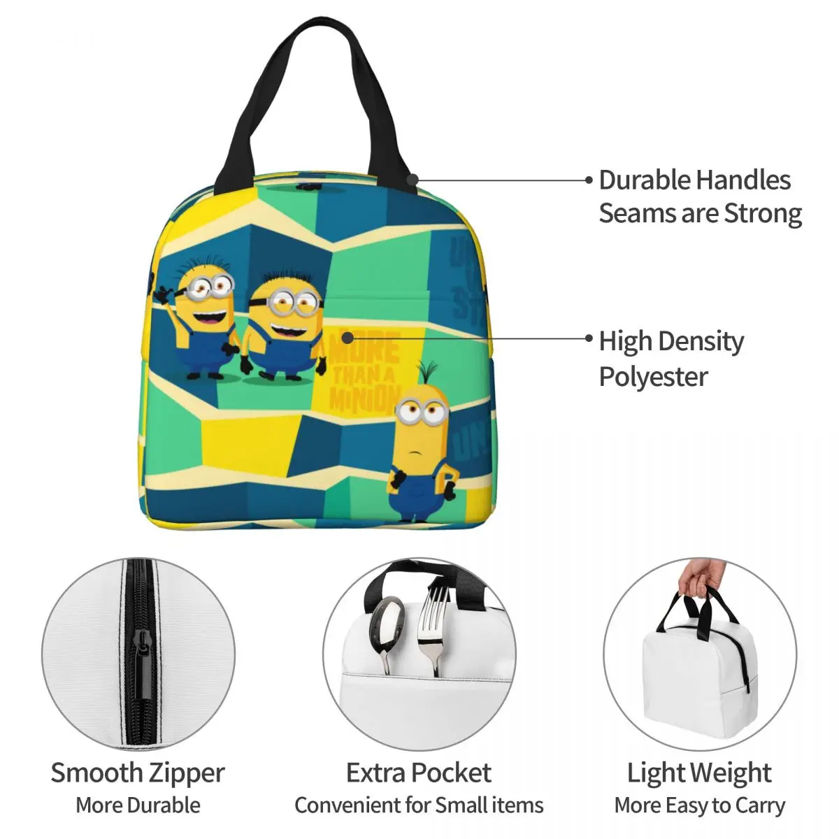 Minions Insulated Lunch Bags Large The Rise of Gru borsa termica riutilizzabile Tote Lunch Box School Picnic uomo donna