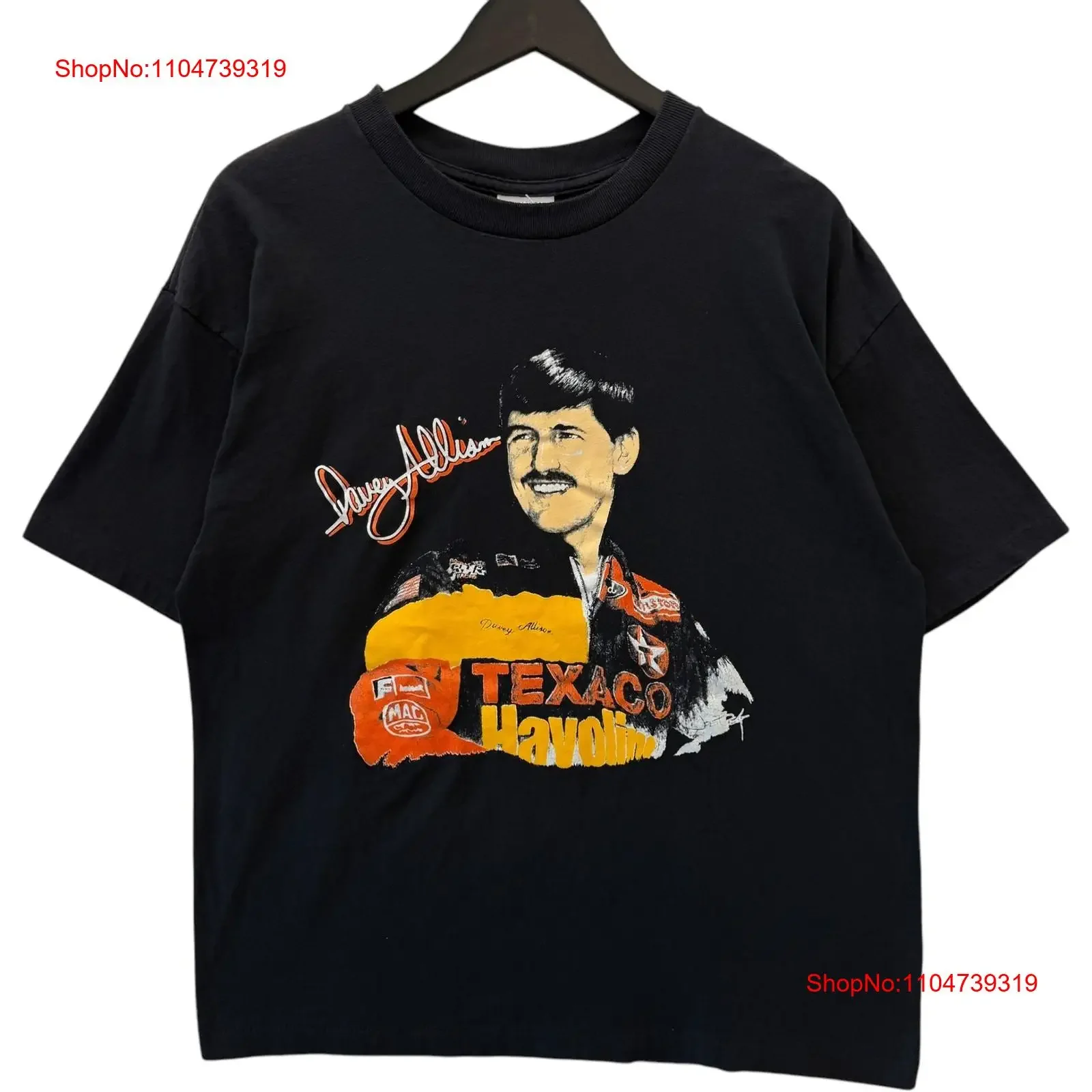 Vintage davey allison texaco havoline preto masculino t camisa l vintage lavado homme elegante moda gráfico topo para uso diário