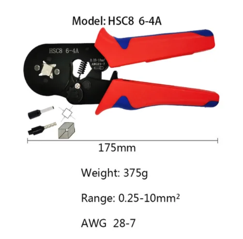 Tubular Terminal Crimping Tool Crimping Pliers HSC8 6-4A 0.25-10mm²/6-6A 0.25-6mm² Hand Tool Mini Wire Ferrule Fixture Kit