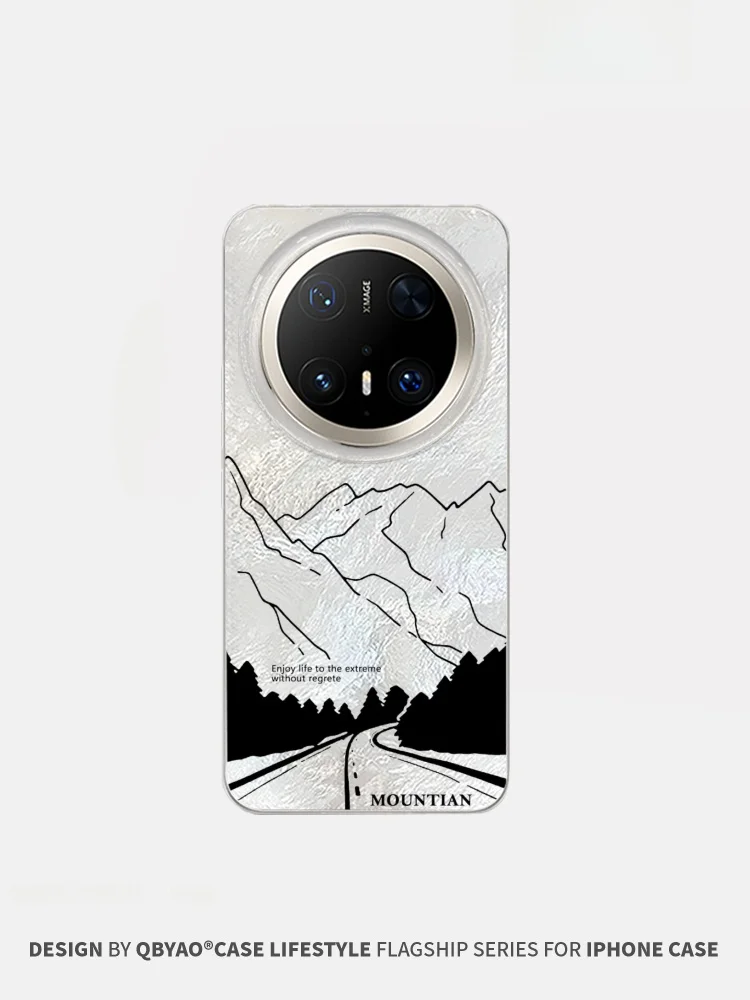 

Jiabeiyao Mate70 pro Phone Case Women's Full Cover Sketch Mountain Design with Lanyard Anti-Fall Creative Cartoon Mate60