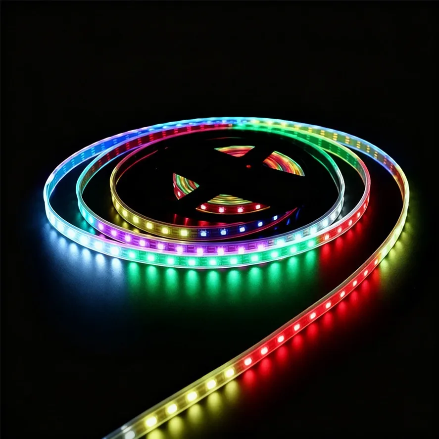 5V Smart LED Strip WS2812B 5050 RGBIC Individually Addressable IC 30/60/144Pixels/Leds/metre Black/White PCB IP30/67 Waterproof