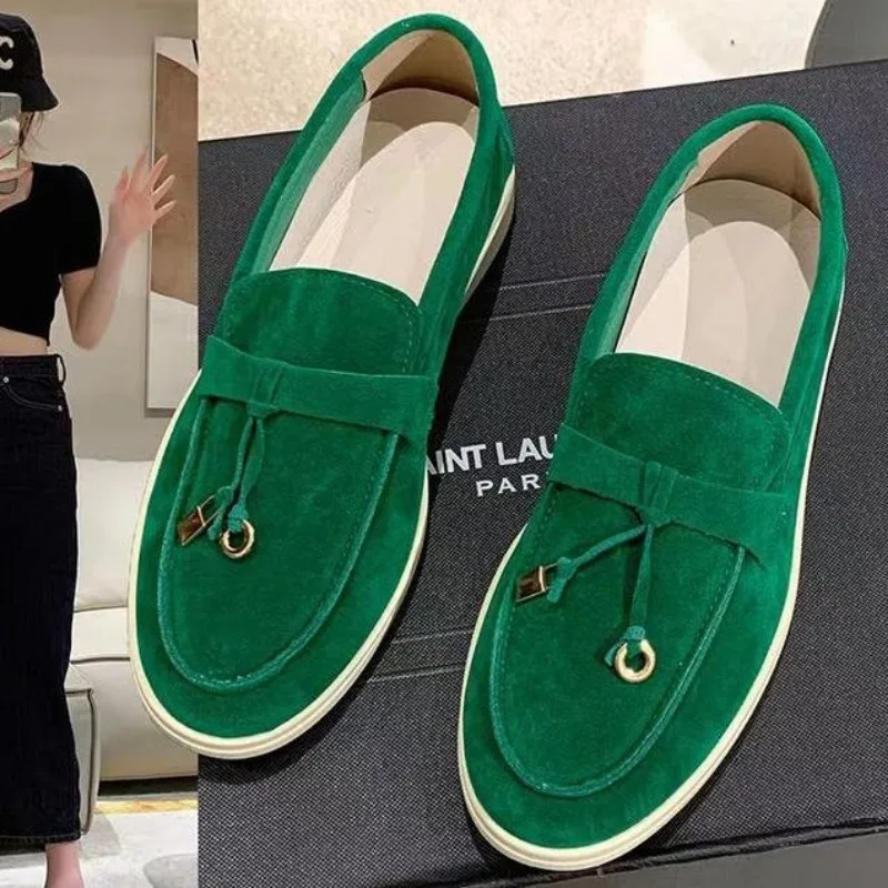 Women Flats 2025 New Trend Spring Autumn Platform Suede Loafers Casual Ladies Walking Non Slip Chaussure Femme Scarpe Da Donna - Detail 1