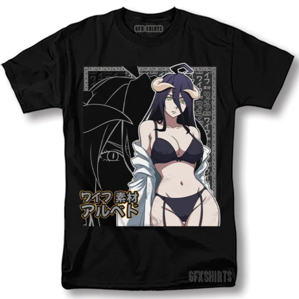 Overlord Albedo Shirt Hentai Kawaii Anime Senpai Manga Graphic T-Shirt All Size