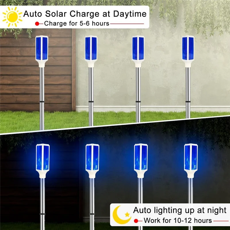 ABFY-Outdoor Solar Lights 4Pcs Waterproof, Reflective Driveway Markers, Warning Flash Light With 2 Lighting Modes Blue