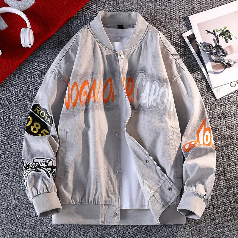 

Trendy Waed Denim Jaet 2025 Spring Autumn New Sle Baseball orm Outerwear Loose Wide Version ex Couple