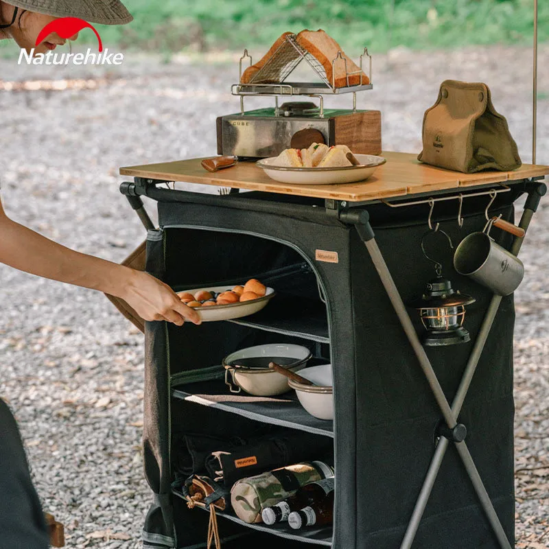 

Naturehike Folding Storage Rack Multi-Layer Picnic Basket Tableware Cookware Storage Shelf Table Camping Supplies Outdoor Hiking