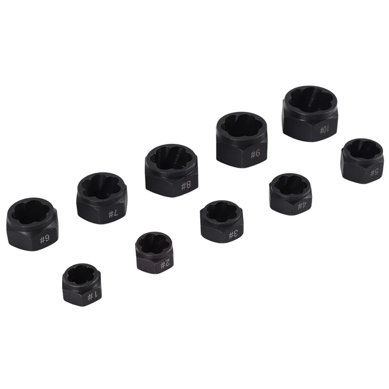 

AT48-10Pcs Damaged Nut Bolt Remover Stud Extractor Set Metric Broken Bolt Removal Kit