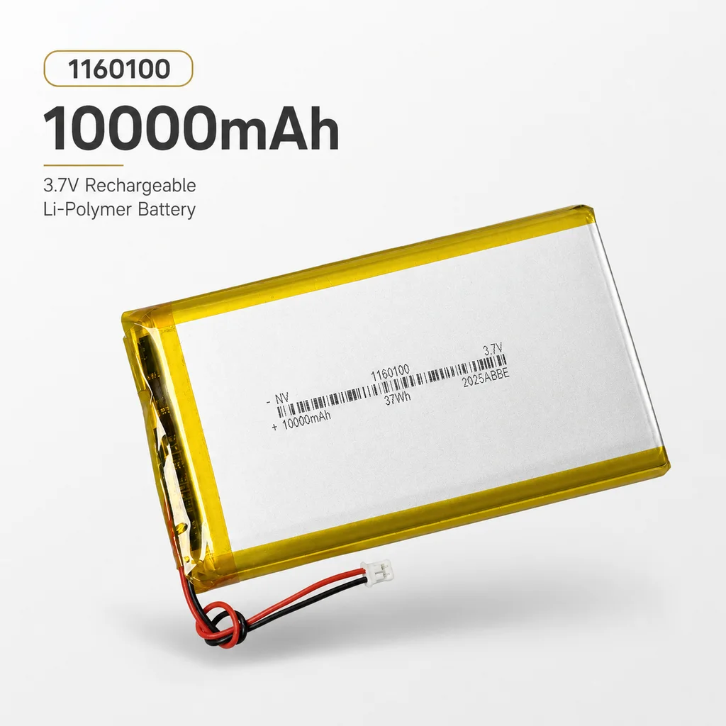Lithium Polymer Battery 1160100 3.7V 10000mAh with PCB Protection Board PH2.0 Plug Replacement for Power Bank