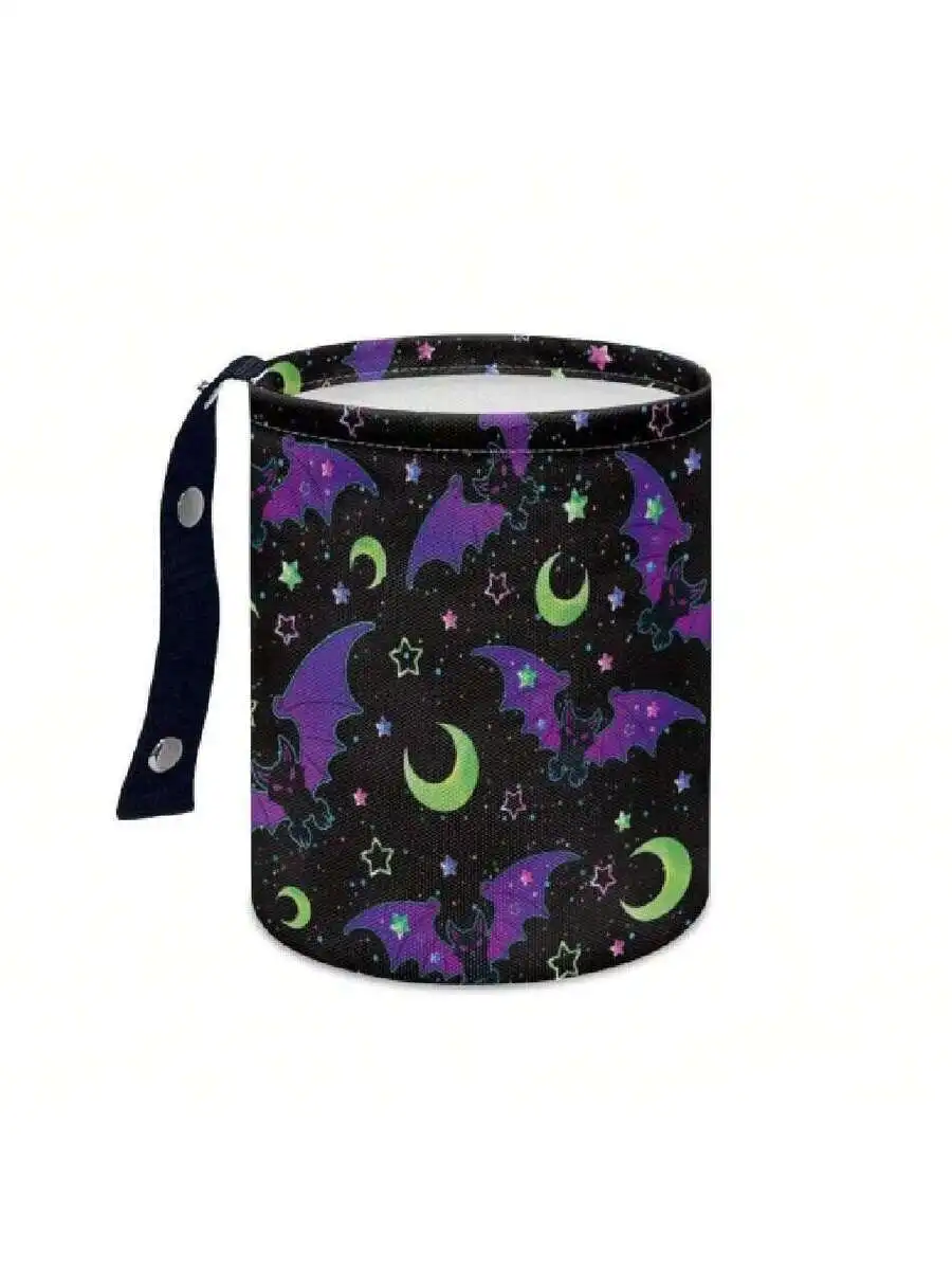 

Collapsible Car Trash Can With Bat And Moon Pattern Universal Hanging Garbage Bag For Adult Interior