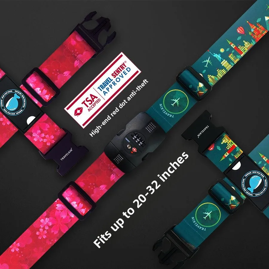 حزام أمتعة السفر، حزام تثبيت الحقائب مع قفل TSA، حزام مقوى لحمل الحقائب اليدوية، حزام تثبيت للرحلات التجارية #1