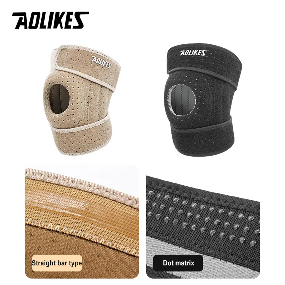 AOLIKES 1PCS Breathable Four Spring Knee Support Brace Kneepad Adjustable Patella Knee Pads Safety