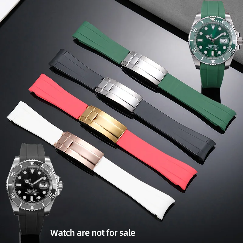 Horlogeband voor Rolex DAYTONA SUBMARINER Yacht-Master GMT Explorer siliconen 20 mm 21 mm rubberen gebogen armband riem ketting accessoire