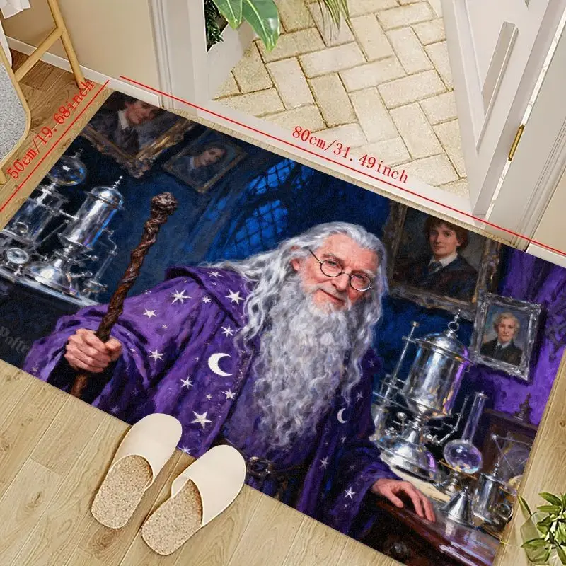 

1 шт. напольный коврик Fantasy Old Wizard Sorcerer, Нескользящий коврик с изображением Мистического Волшебного мира на тему фиолетового цвета со звездами и луной, 50x80 см (19,68x31