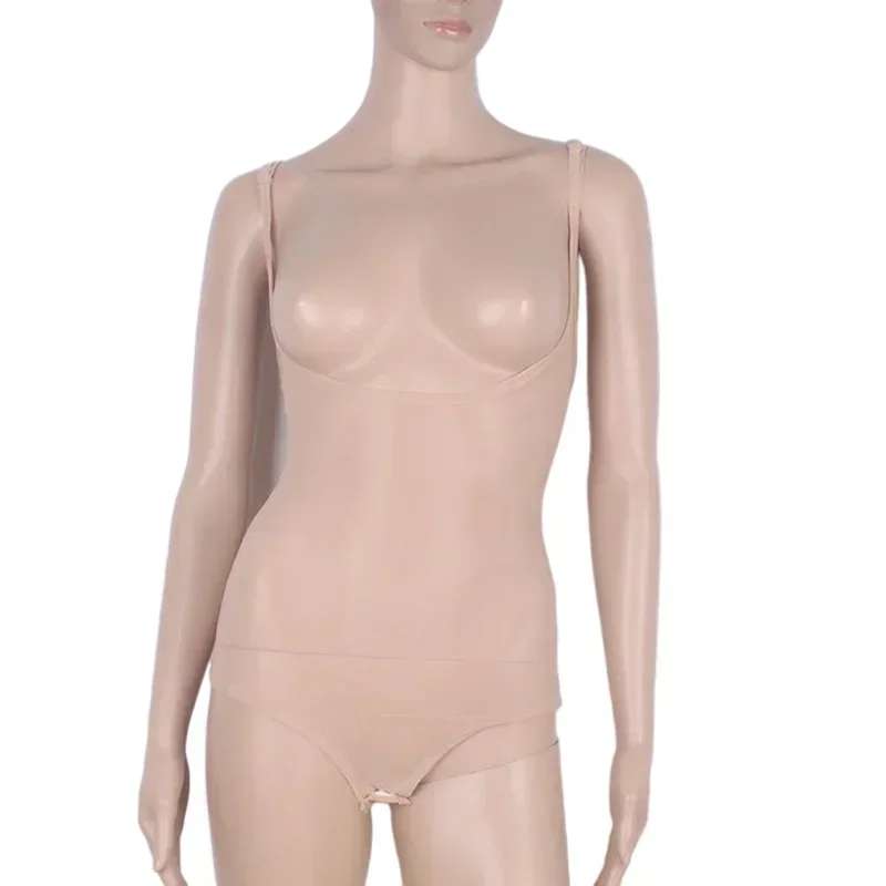 Camisola Sexy transparente con empalme de malla para mujer, camisola transparente con cuello Halter, Top de danza del vientre sin mangas, piel básica de Color sólido