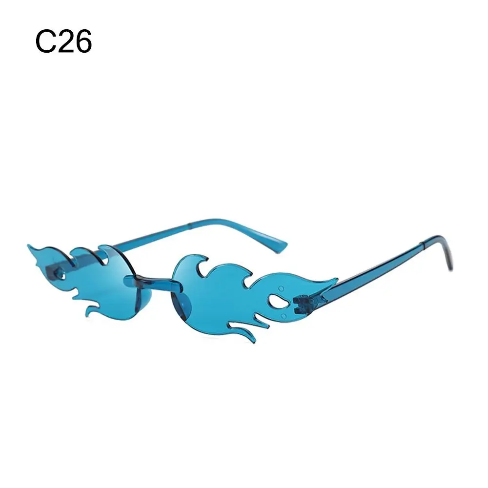 Novelty Cosplay Party Rimless Sun Glasses Sunglasses for Women Flame Shaped Flame Sunglasses