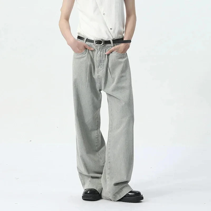 LUZHEN 2024 New Stylish Loose Straight Denim Pants Men Original Casual Jeans Male Simplicity Wide Leg Trousers Autumn LZ7817