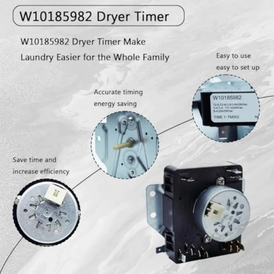 W10185982 Trockner-Timer, kompatibel mit Whirlpool Maytag KitchenAid Amana Admiral Norge
