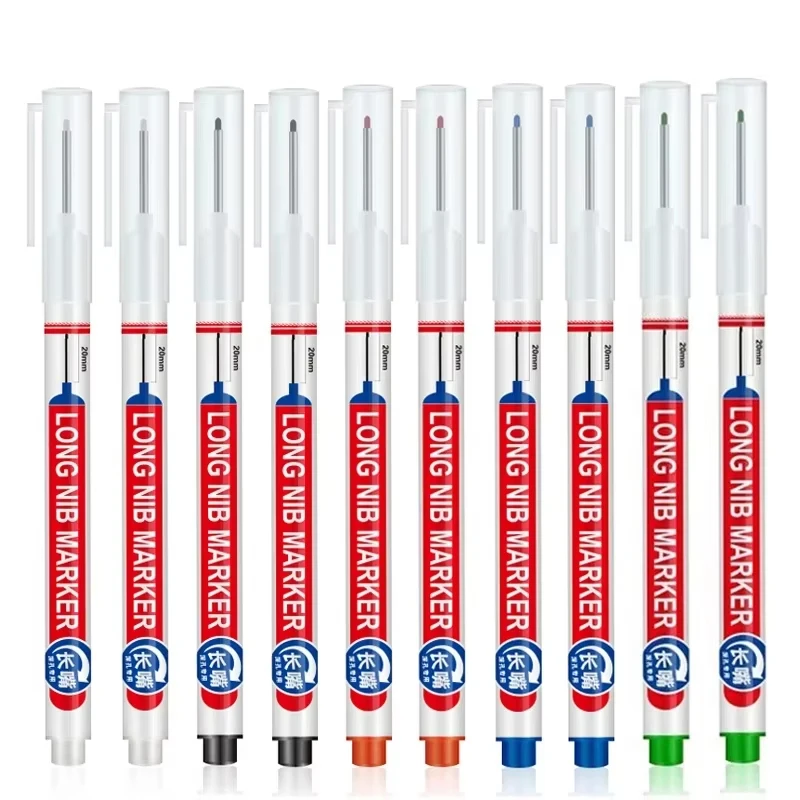 20mm 4 Colors Deep Hole Long Head Nib Markers Metal Perforating Pen Waterproof Bathroom Woodworking Decoration Multi-Purpose Pen