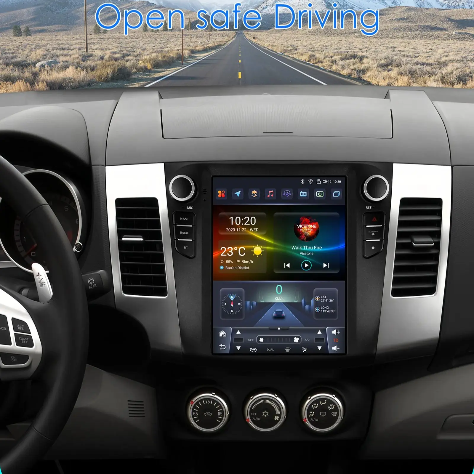 ossuret 9.7 ''android 13 Autoradio für Mitsubishi Outlander xi 2 2014-2017 Multimedia Stereo Vertikal bildschirm Carplay 2008 ° Kamera